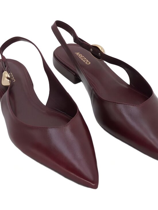 Arezzo Shoes - Arezzo Farrah Pointed Toe Slingback Ballet Flats Wine Berry Red 9M